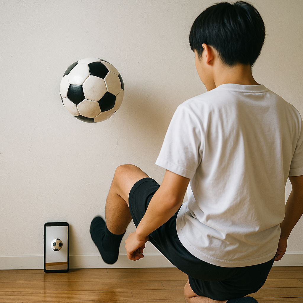 サッカーのクロスを家でできる練習：壁とスマホで精度UP