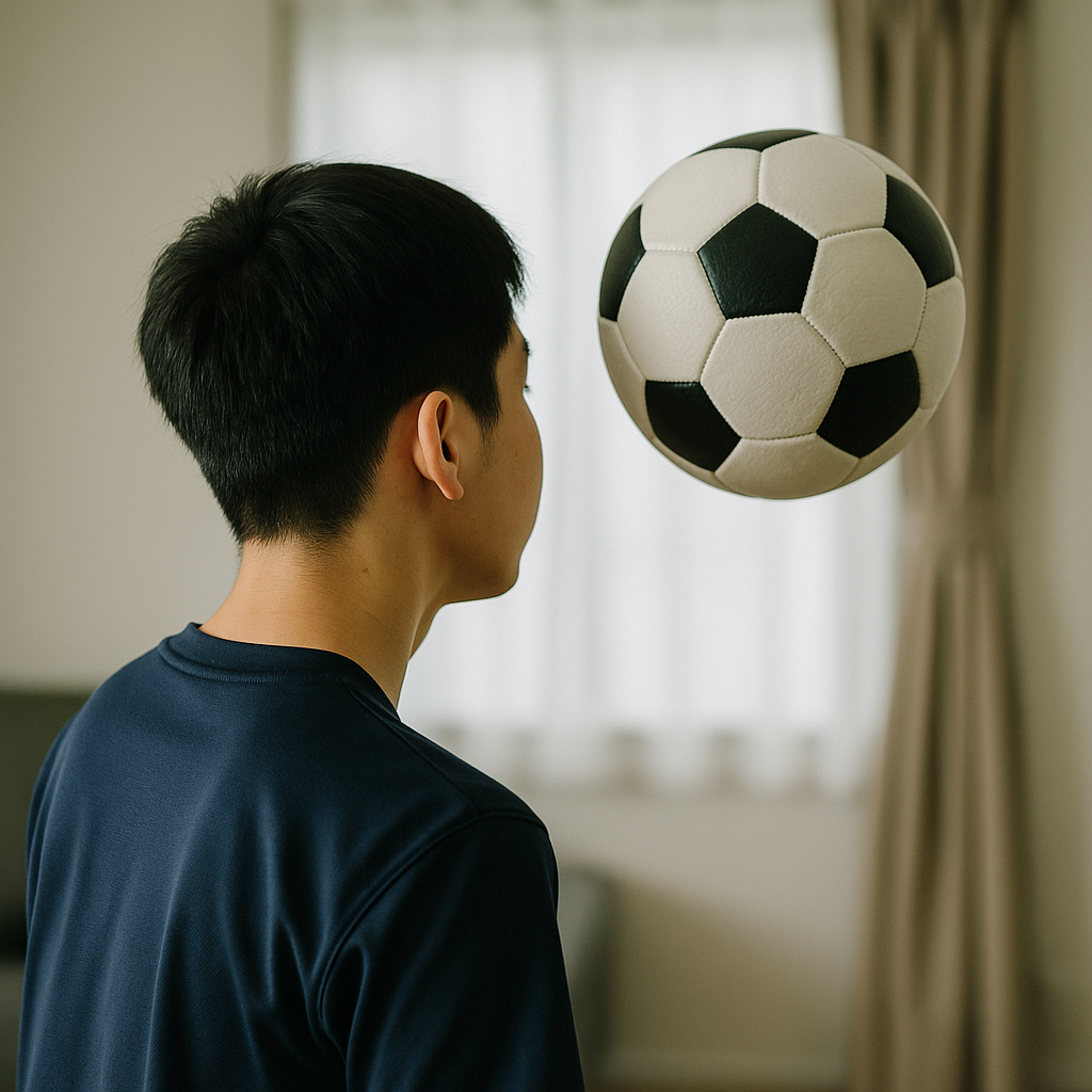 サッカーのヘディング、家でできる練習術—ブレない首と正確な当て方