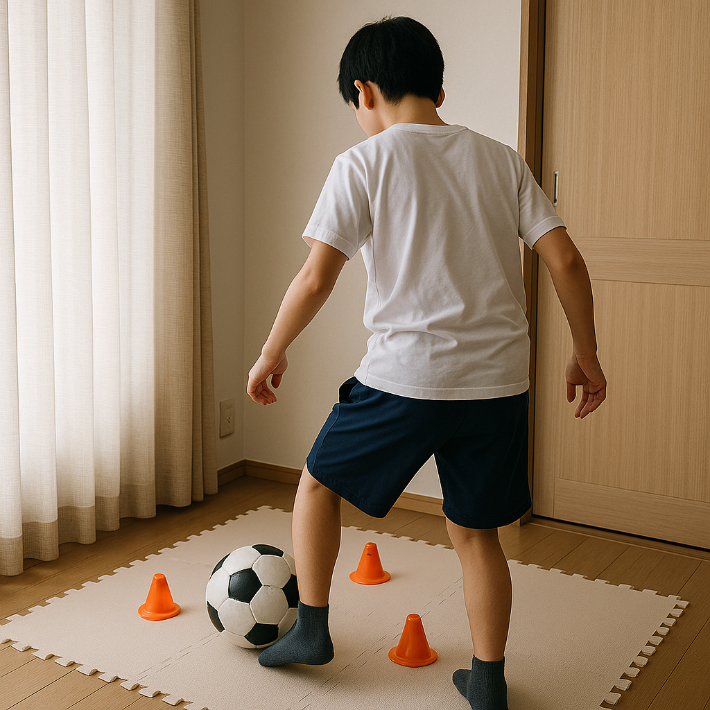 サッカードリブルを家でできる練習1畳で上達する静音メニュー