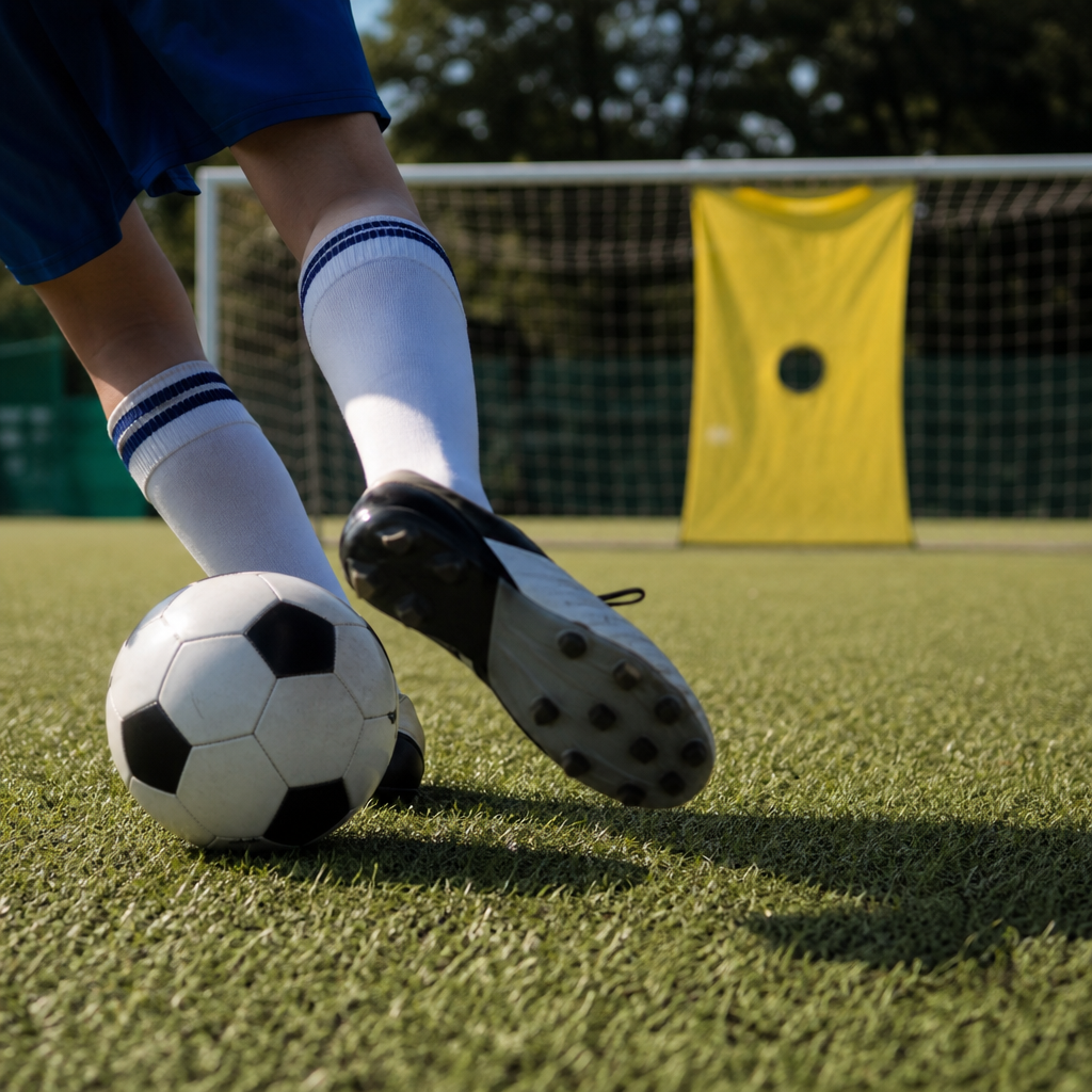 サッカーのインステップキック練習のコツで芯を外さず狙い撃つ
