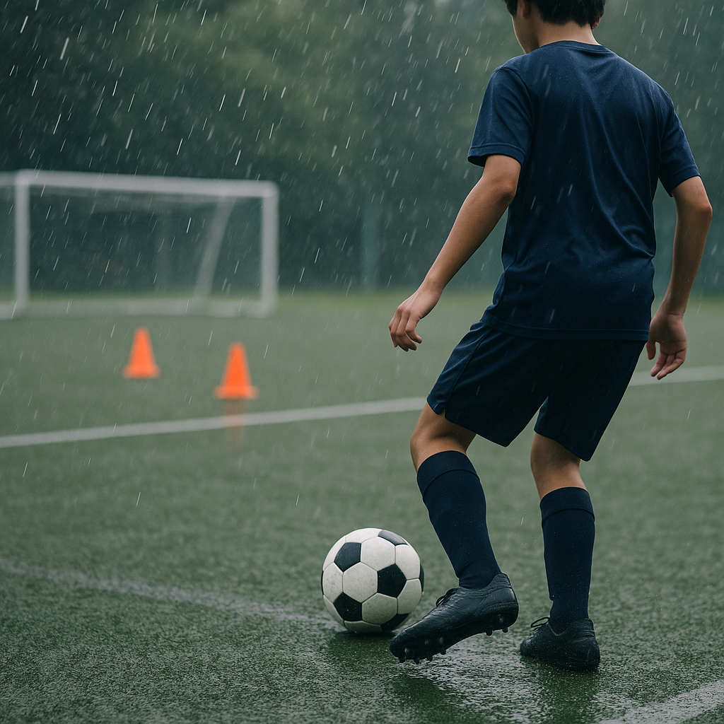 サッカーのファーストタッチ、雨の日に次へつながる実戦練習