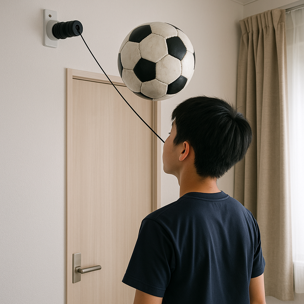 サッカーのヘディングを家で練習、賃貸OKの静音ドリル