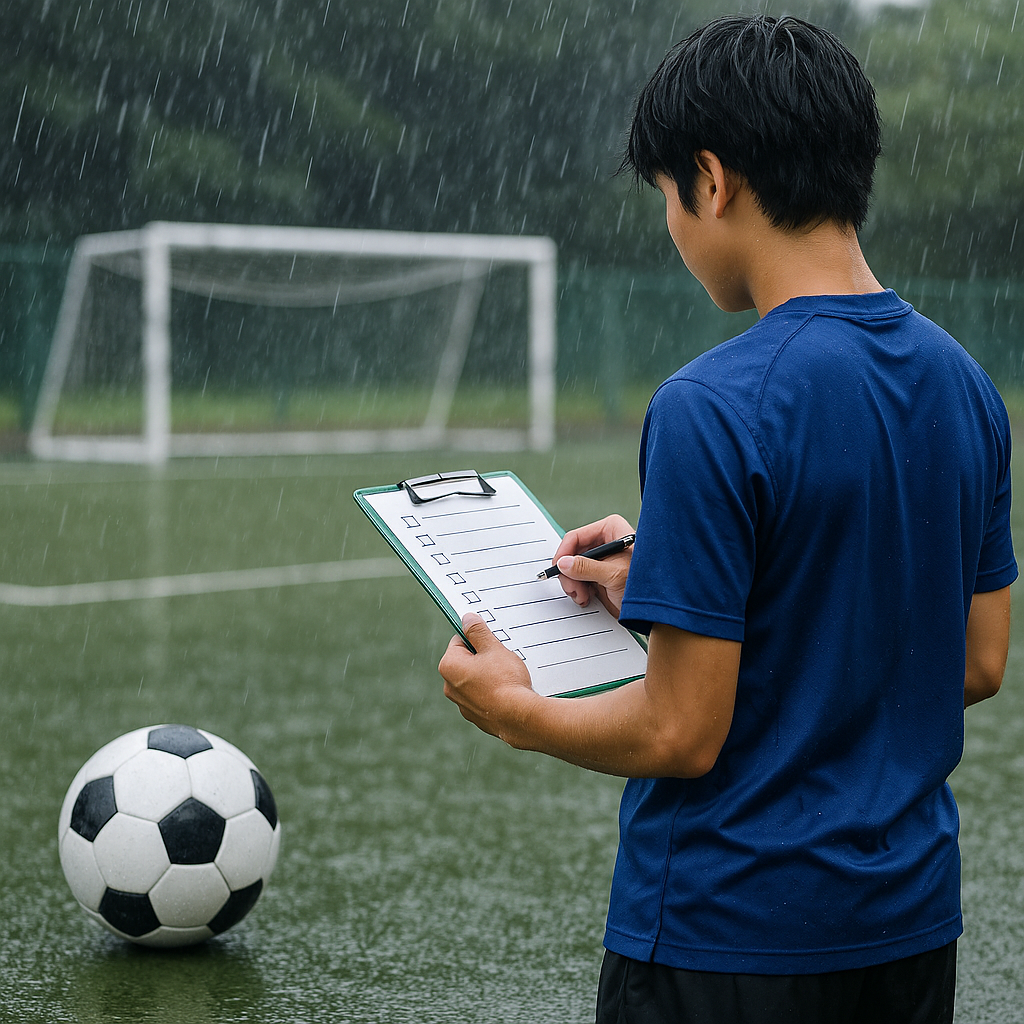 サッカー雨の日練習チェックリスト：準備とケガ予防