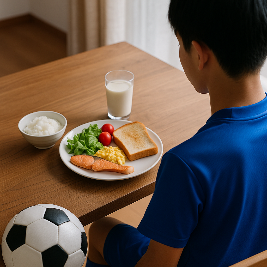 サッカーの試合当日の朝ごはんメニューで90分を動ける身体に