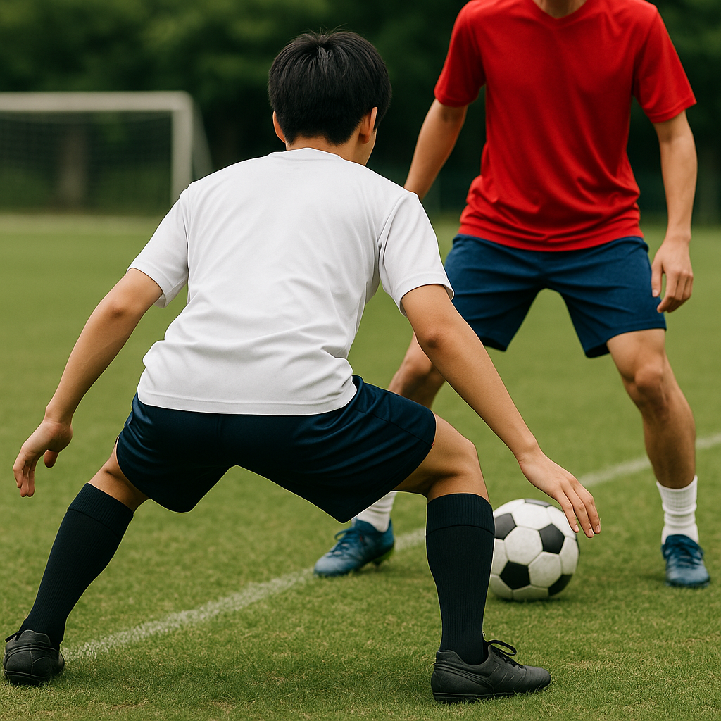サッカー1対1守備の体勢と切り方で主導権を取る