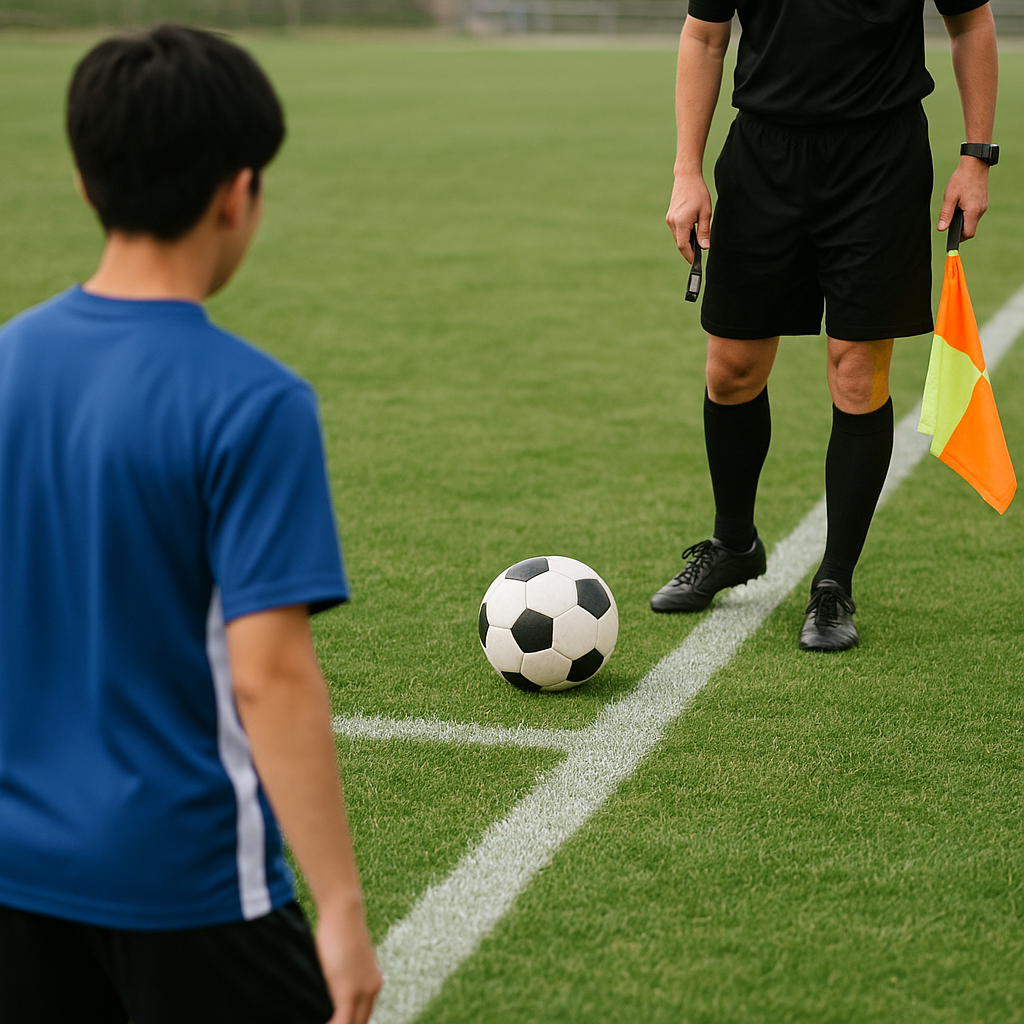 サッカーのバックパス、反則はどこから？主審が取る境界線