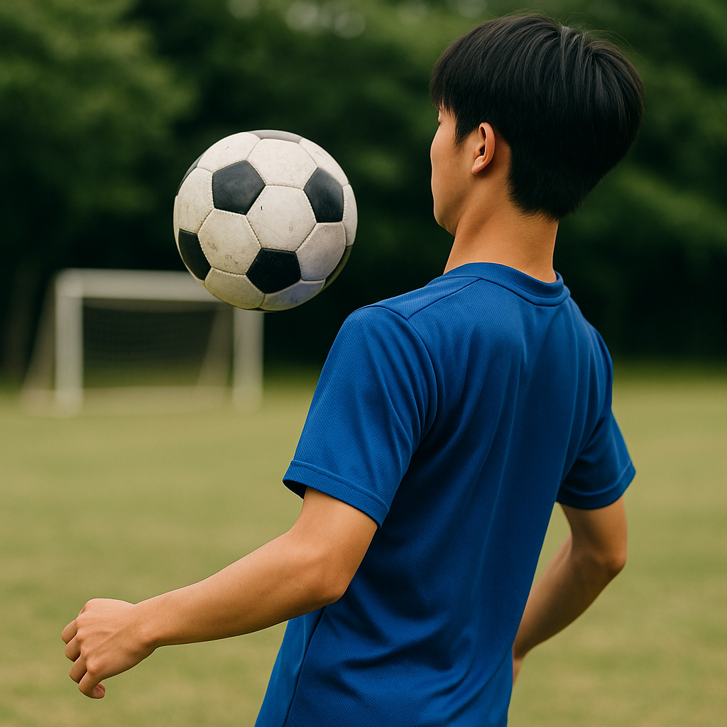 サッカー胸トラップのコツ：落とす位置を外さない体の使い方