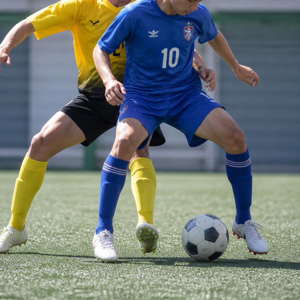 サッカーのボールキープで体を入れるコツと奪われない支点作り